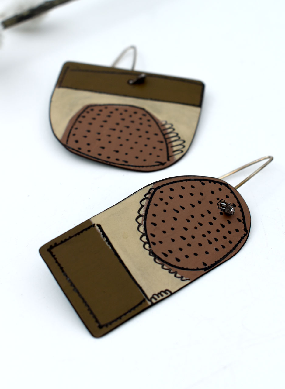 Chocolate and Brown Apron Earrings - Jane Frances Reilly