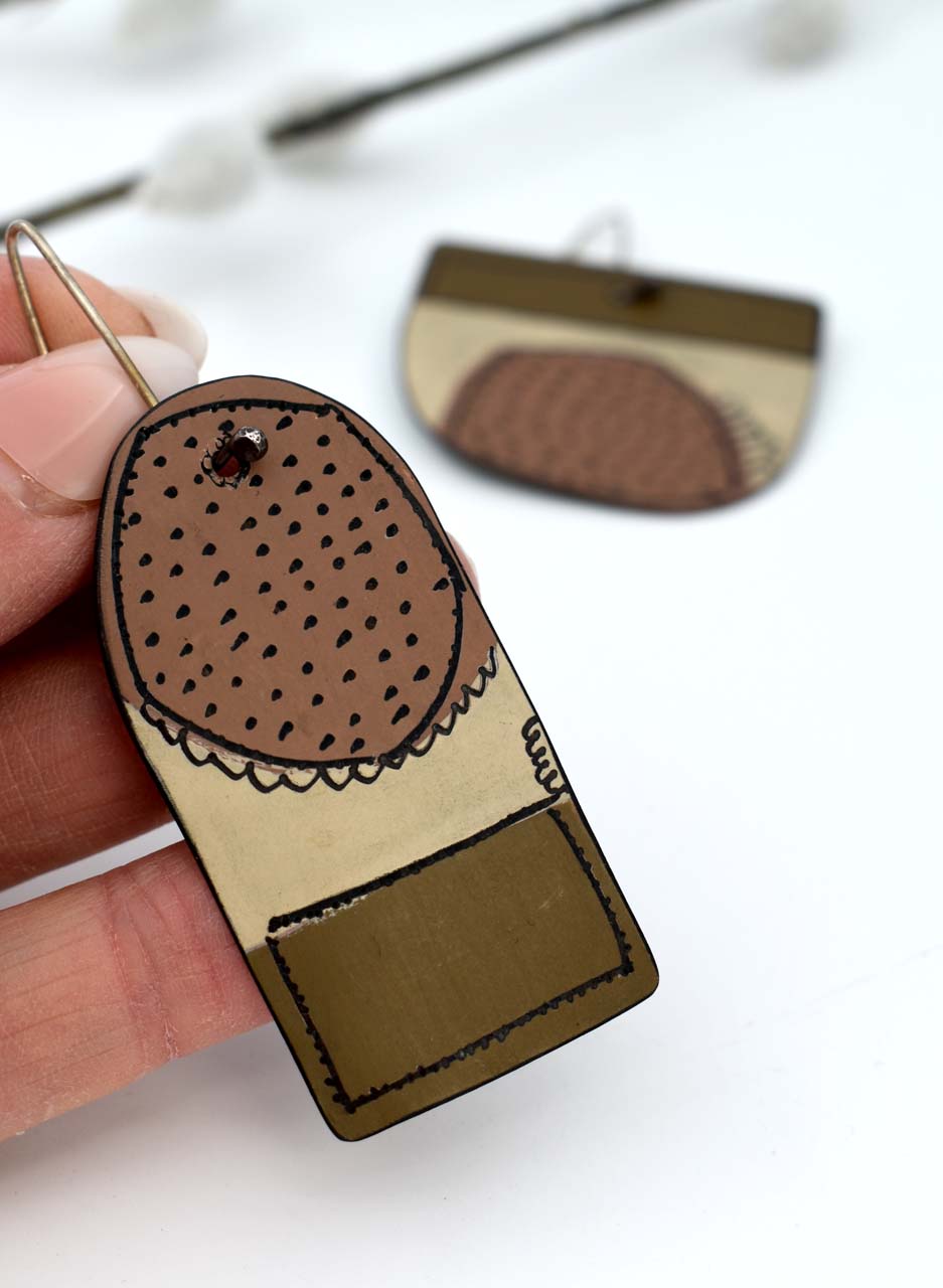Chocolate and Brown Apron Earrings - Jane Frances Reilly - Image 4