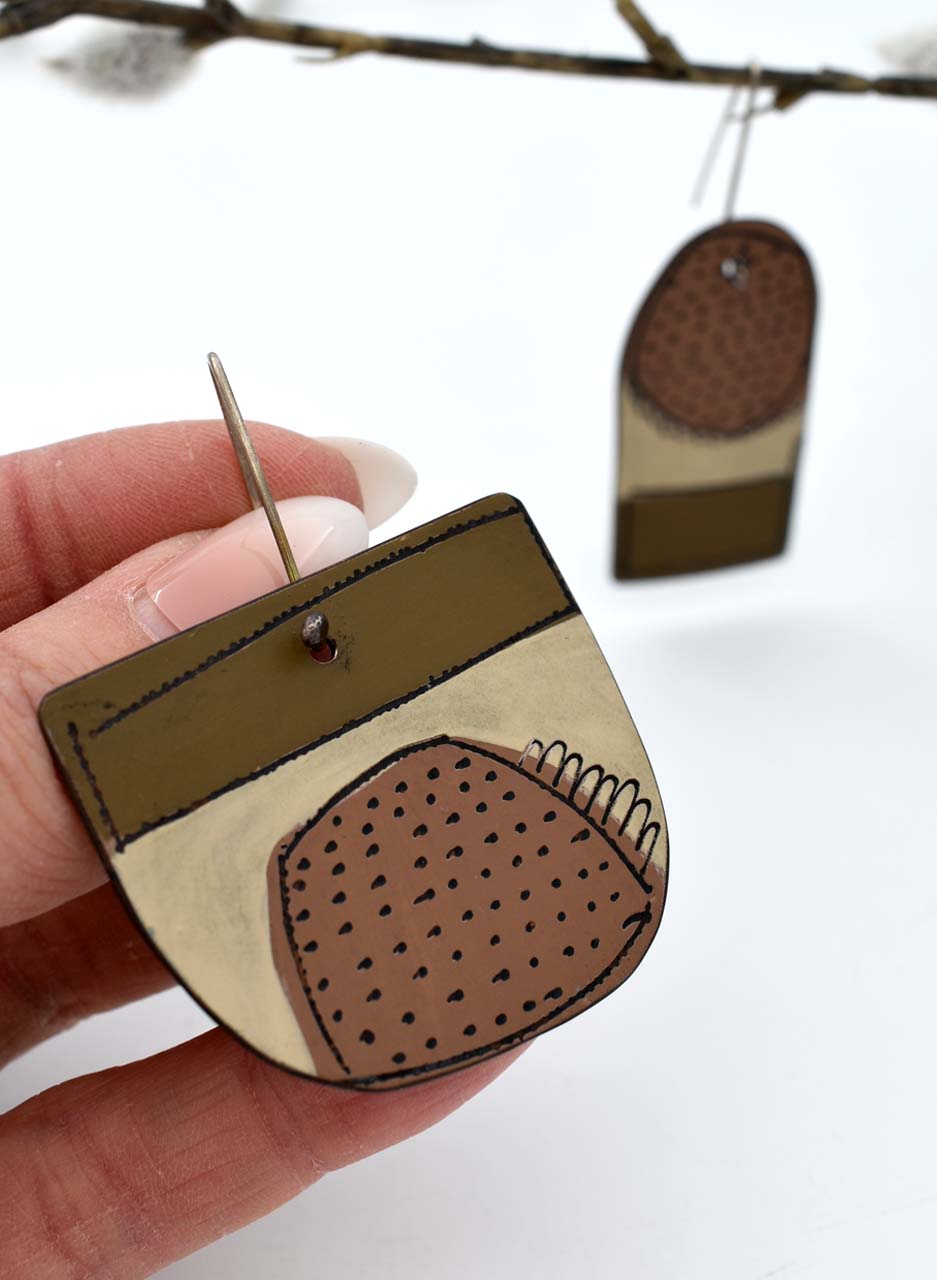 Chocolate and Brown Apron Earrings - Jane Frances Reilly - Image 6