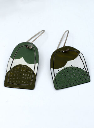Khaki and Green Apron Earrings - Jane Frances Reilly