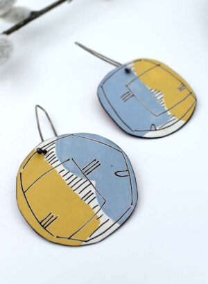 Yellow and Blue Apron Earrings - Jane Frances Reilly
