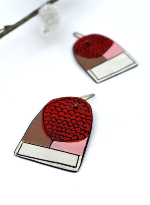 Red and Pink Apron Earrings - Jane Frances Reilly