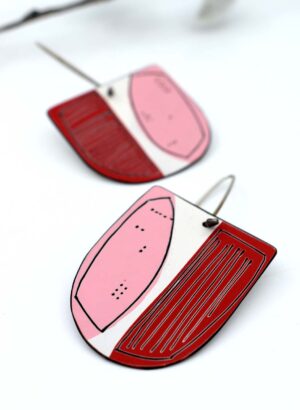 Red and Pink Apron Earrings - Jane Frances Reilly