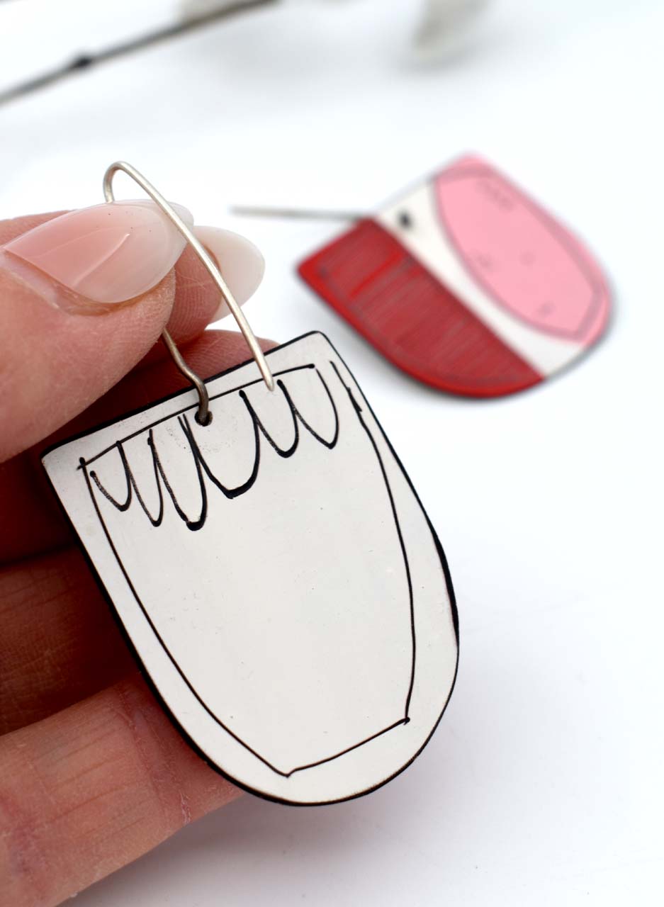 Red and Pink Apron Earrings - Jane Frances Reilly - Image 2