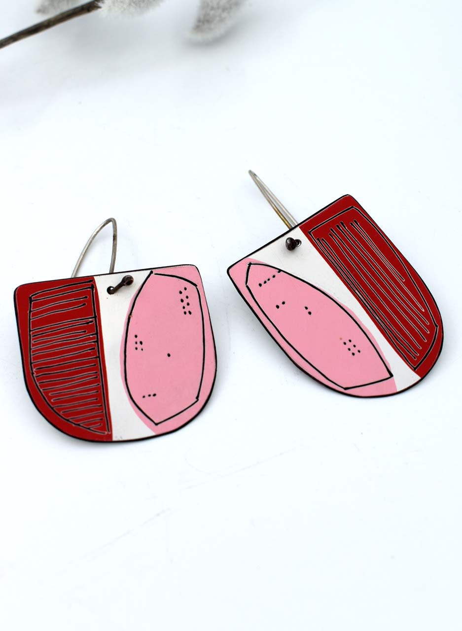 Red and Pink Apron Earrings - Jane Frances Reilly - Image 5