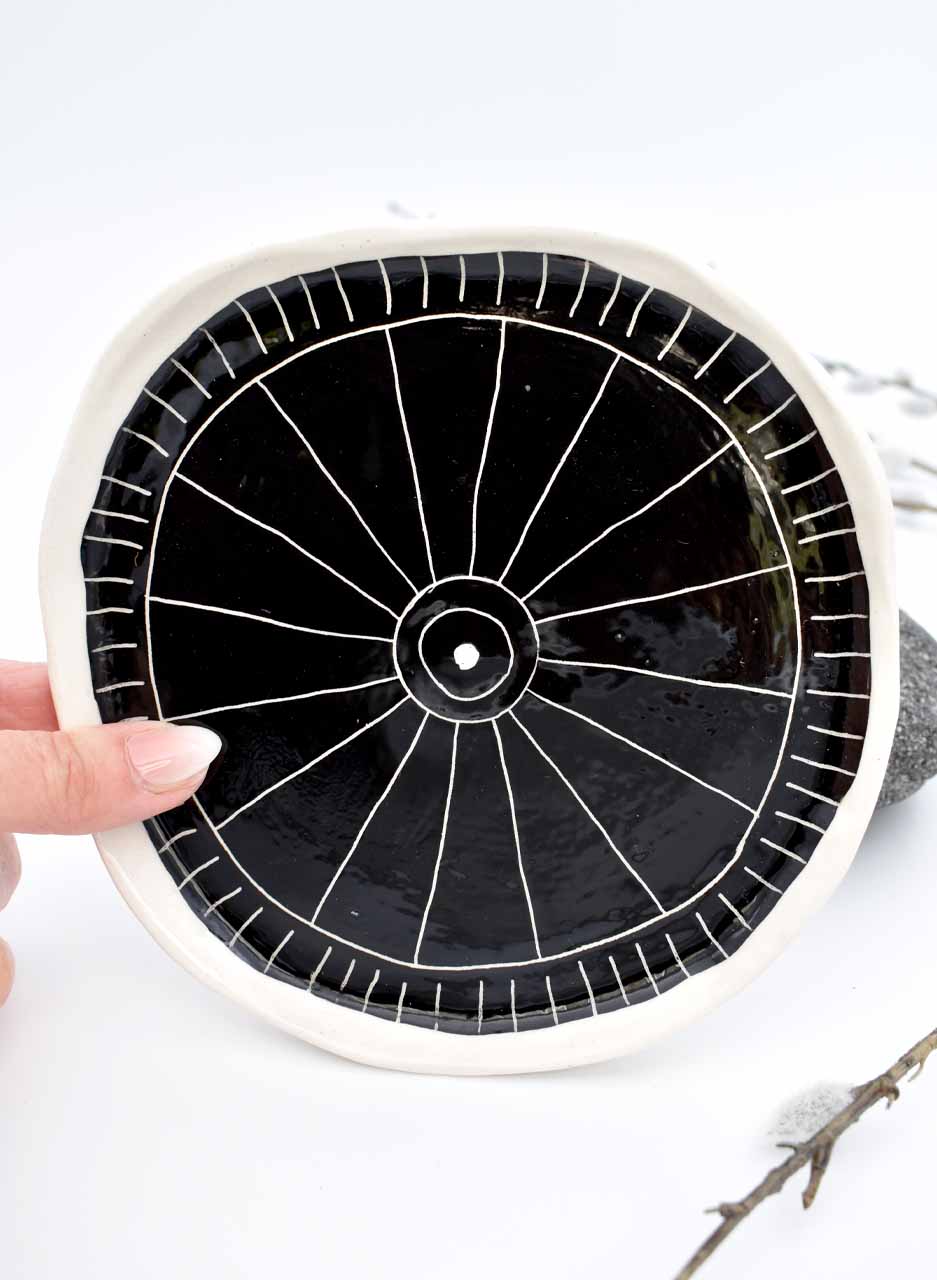 Black & White Plate (Large) - Mazza Made Ceramics - Image 3