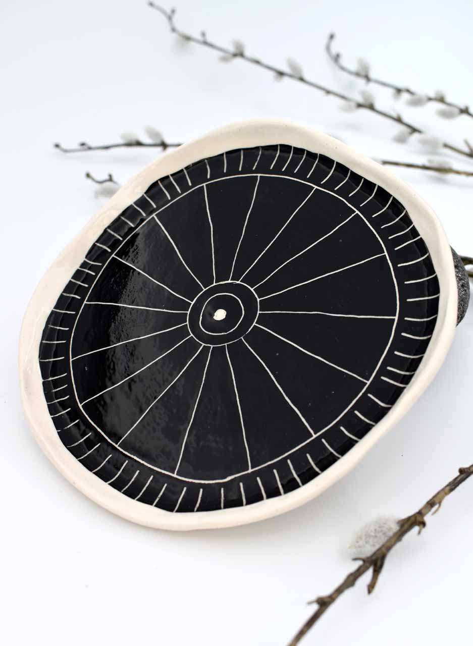 Black & White Plate (Large) - Mazza Made Ceramics