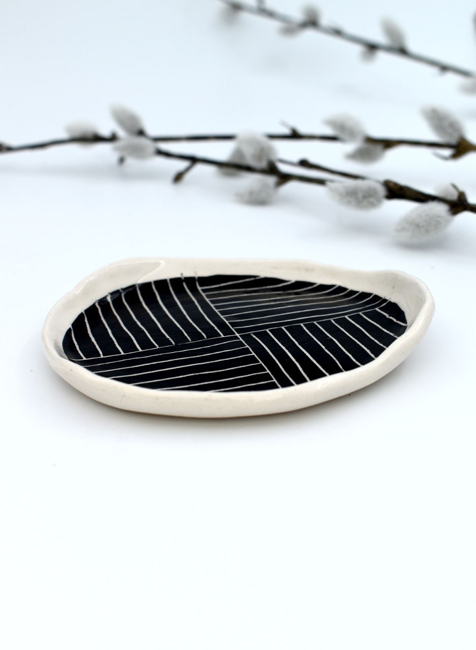 Black & White Plate (Small) - Mazza Made Ceramics - Image 2