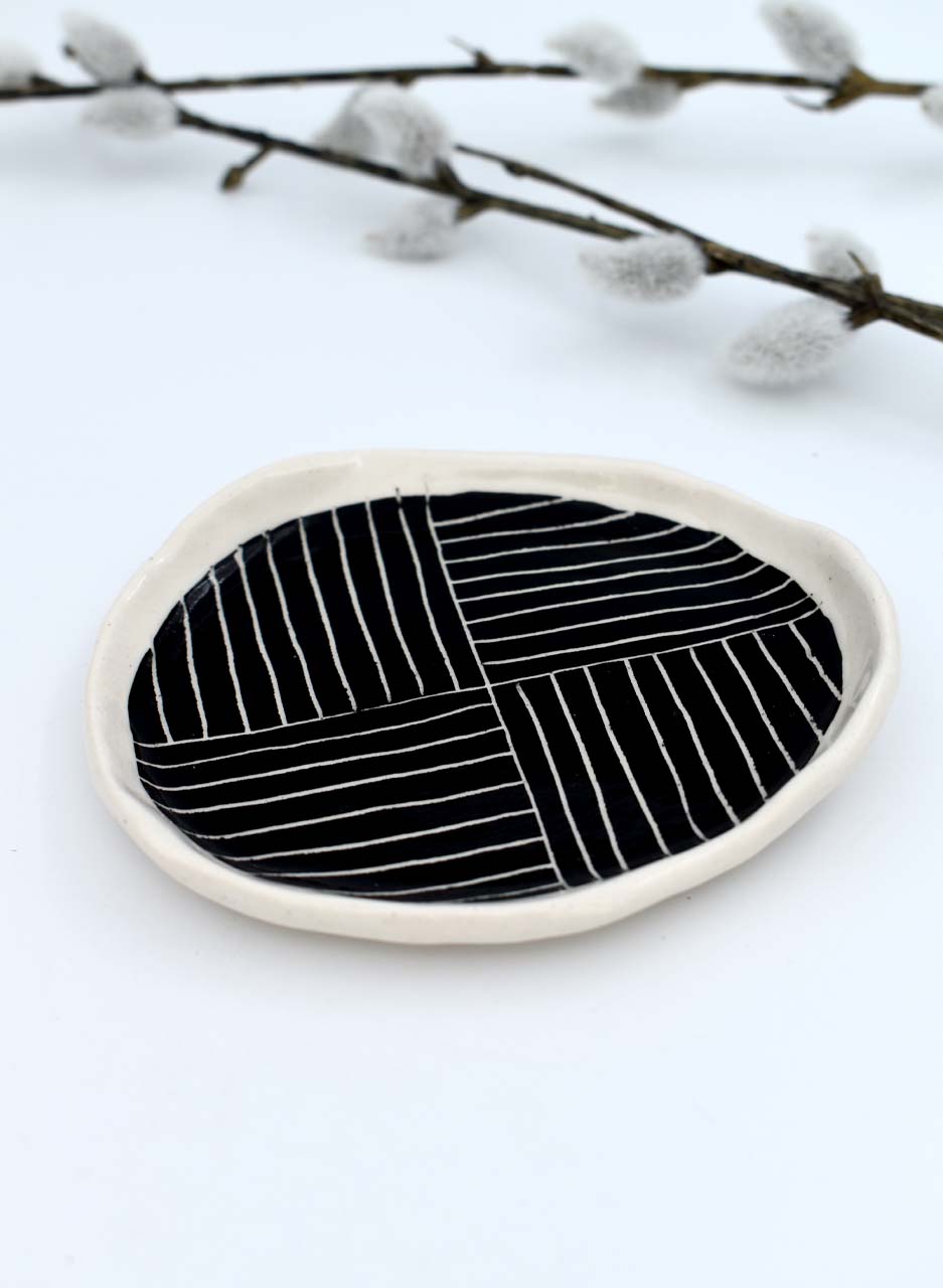 Black & White Plate (Small) - Mazza Made Ceramics - Image 3