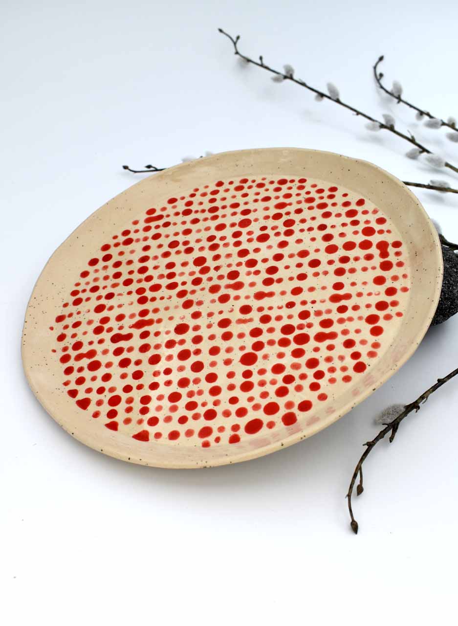 Red Dottie Plate (Large) - Mazza Made Ceramics - Image 3