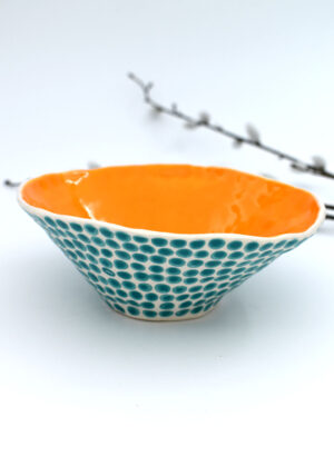 Orange Dottie Bowl - Mazza Made Ceramics