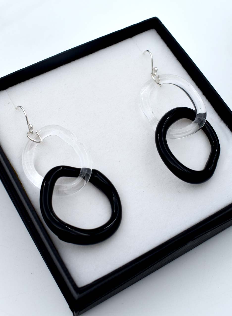 Black & Clear Link Earrings - Isla Osborne - Image 2