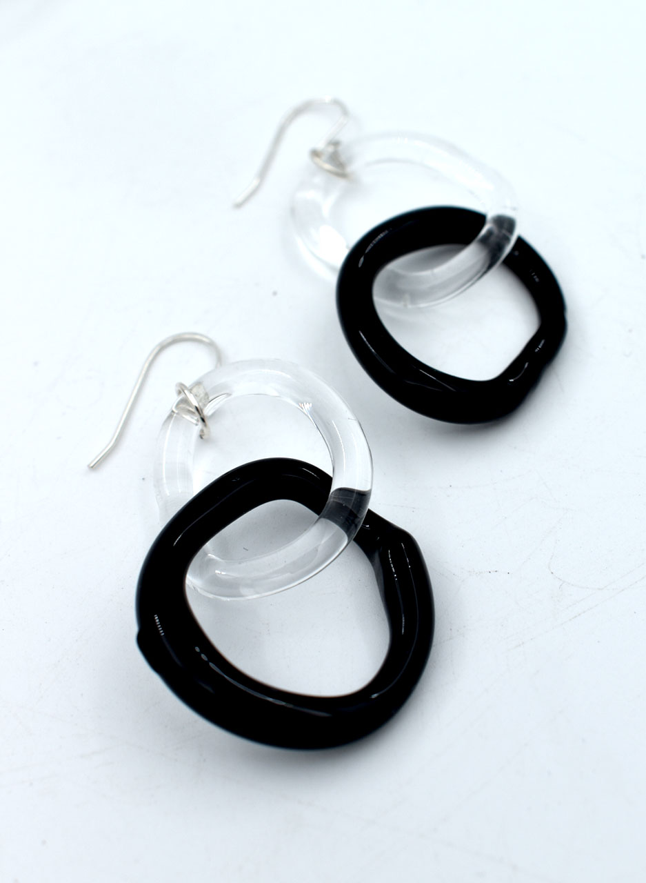 Black & Clear Link Earrings - Isla Osborne - Image 4