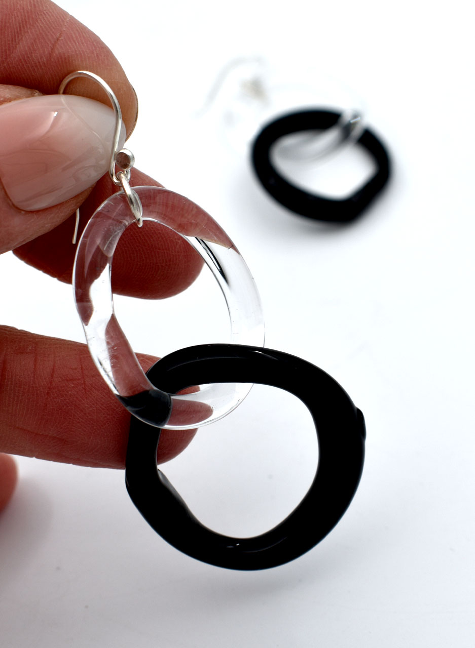 Black & Clear Link Earrings - Isla Osborne - Image 3