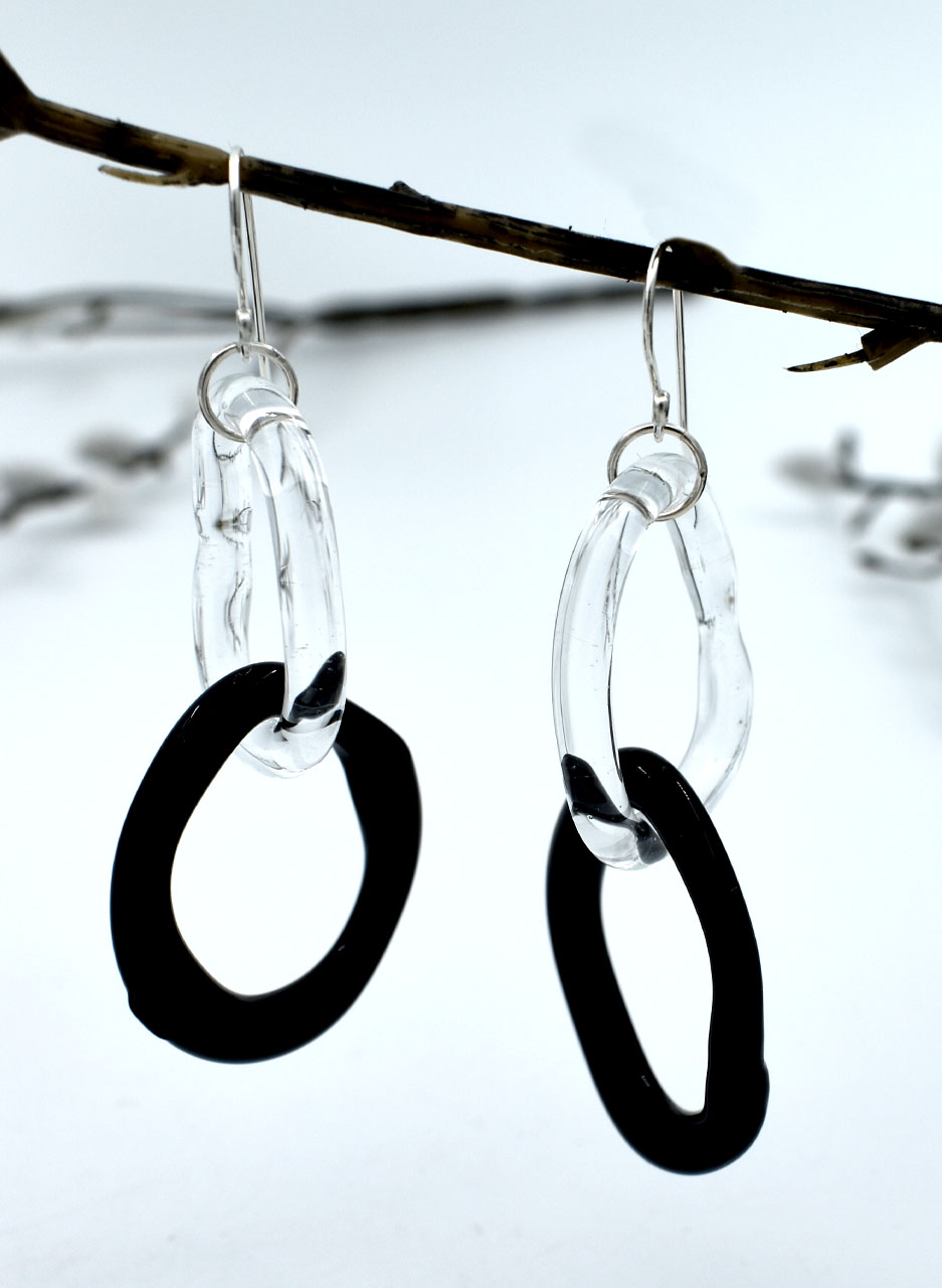 Black & Clear Link Earrings - Isla Osborne