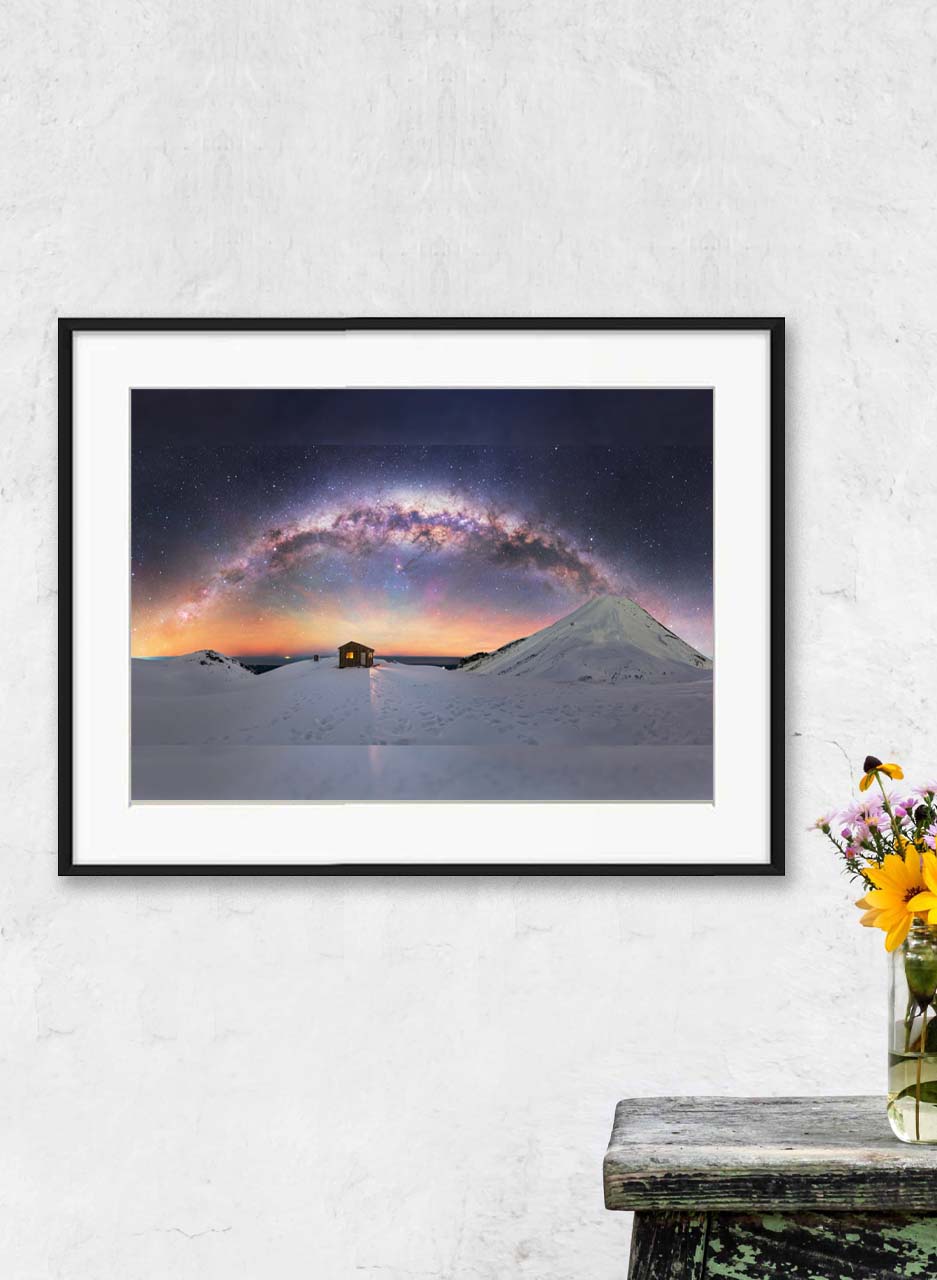Milky Way over Syme Hut and Mt Taranaki - Brendan Larsen Photography